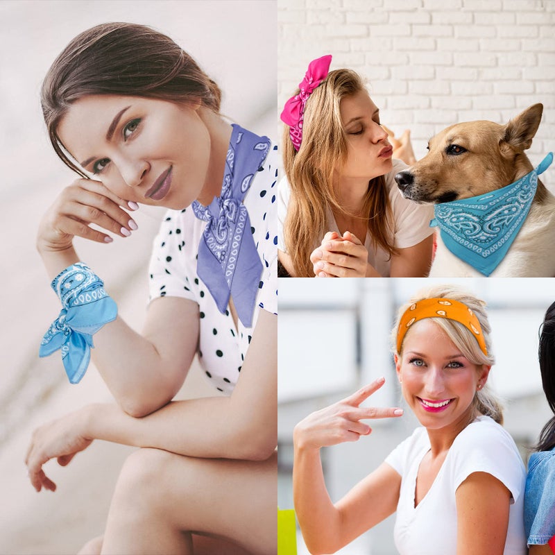 YSense 14 قطعة باندانا بطباعة بايسلي عصابة رأس مبتكرة أغطية رأس رعاة البقر أوشحة شعر باندانا للنساء والرجال والأولاد والبنات - Image 3